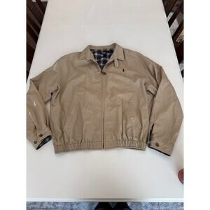 Vintage Polo Ralph Lauren Harrington Jacket XL 90s Khaki Bomber Flannel Lined